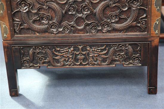 A Chinese zhangmu dragon chest, late 19th / early 20th century, W.79cm H.76cm D.47cm